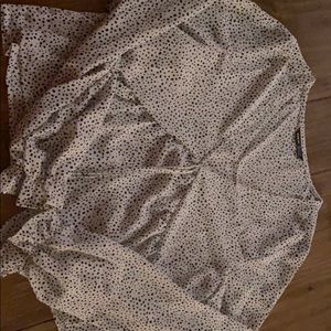 Black and white speckled blouse